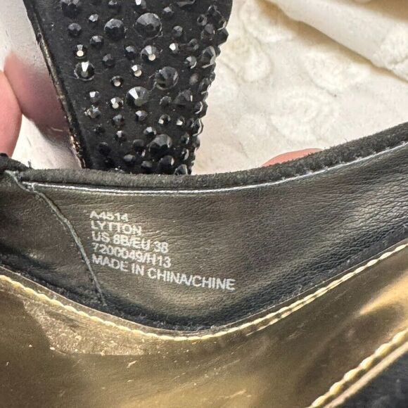 Coach Black Sz 8 L Stiletto Lytton Suede/Sparkly Party Glam Heel - Picture 11 of 13